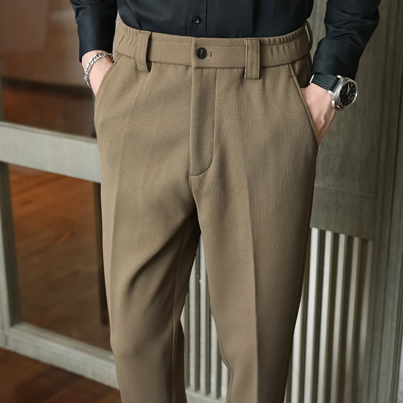 尼皮怀恩痞帅毛呢西装裤子男款春秋款商务男裤时尚感垂感休闲西裤