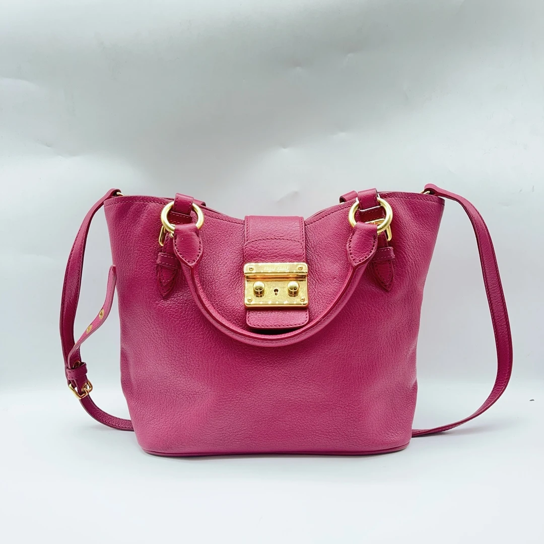 95新 MIU MIU/缪缪  粉色手提斜挎包 1441 6355