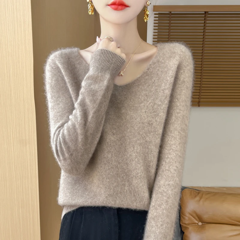 大码女装V领针织打底衫秋冬2025新款宽松内搭上衣显瘦毛衣羊毛衫
