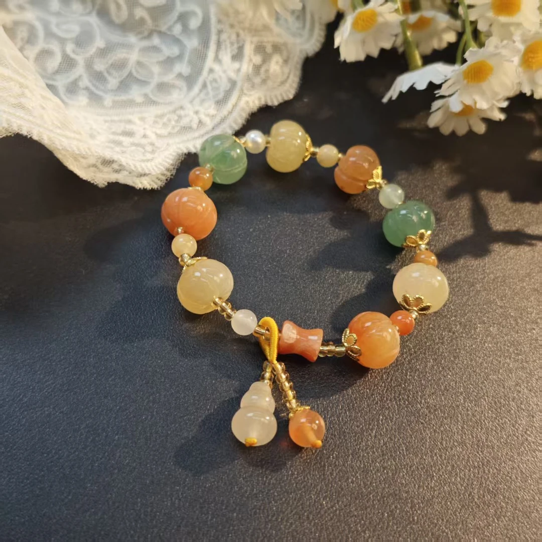 YS196金丝玉南瓜手链13+（多样发其一）