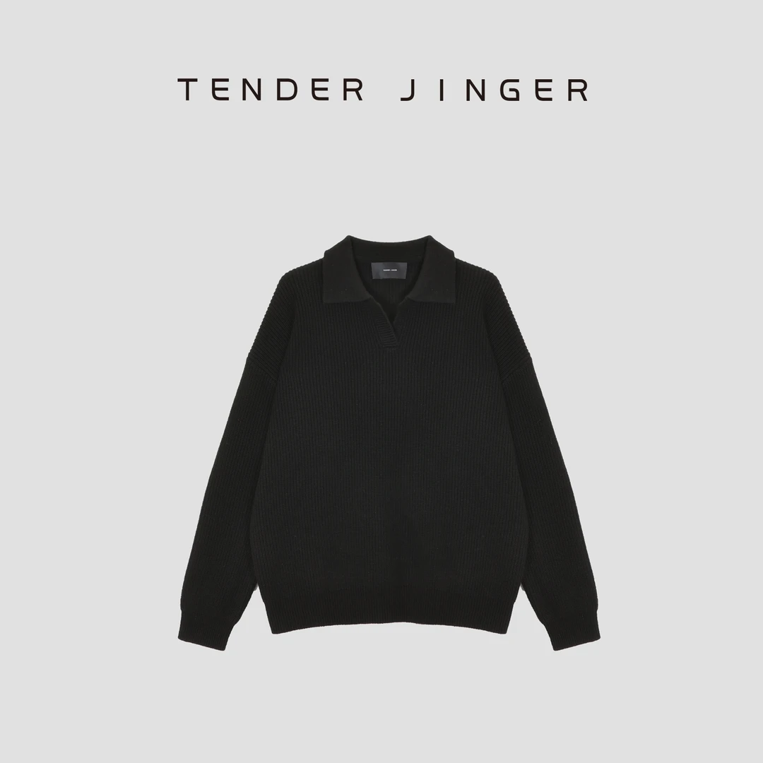 Tender Jinger｜男士宽松重磅小v领绵羊毛保暖毛衫 T511WWS18132