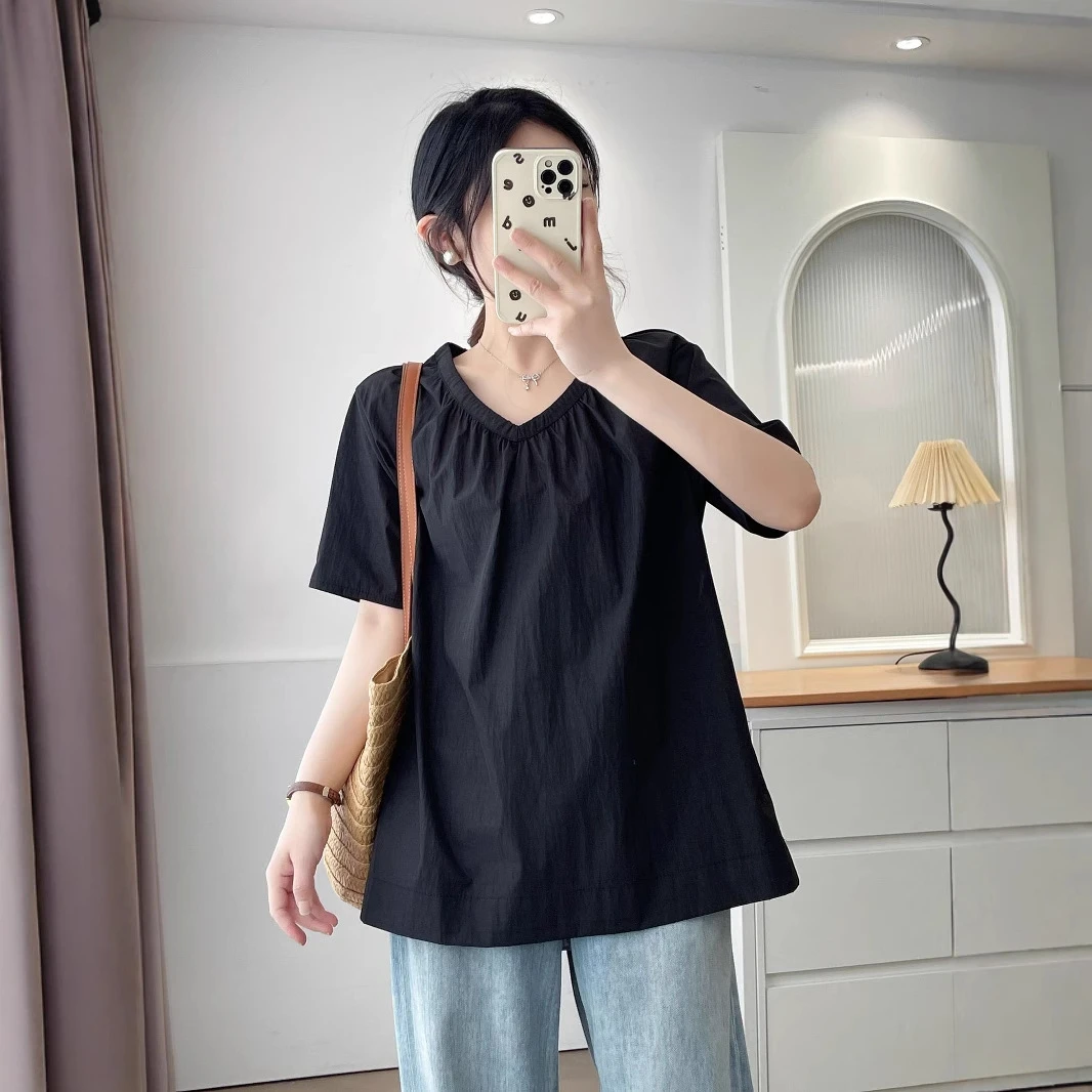180斤特大码女装韩版胖mm显瘦韩系纯色宽松短袖T恤温婉大方衣服