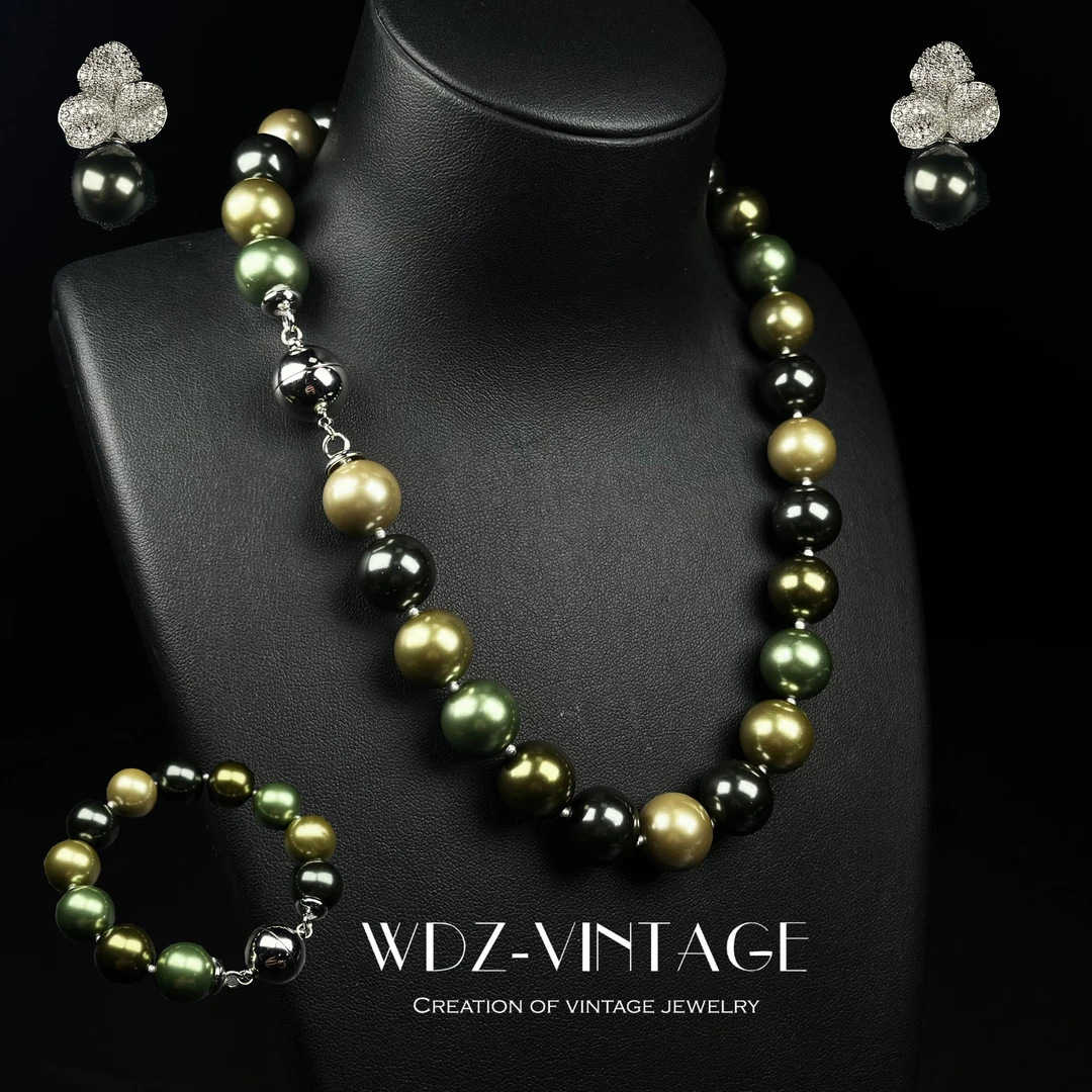 铜合金仿珍珠项链 莫兰迪-中古vintage复古首饰饰品项链手链轻奢