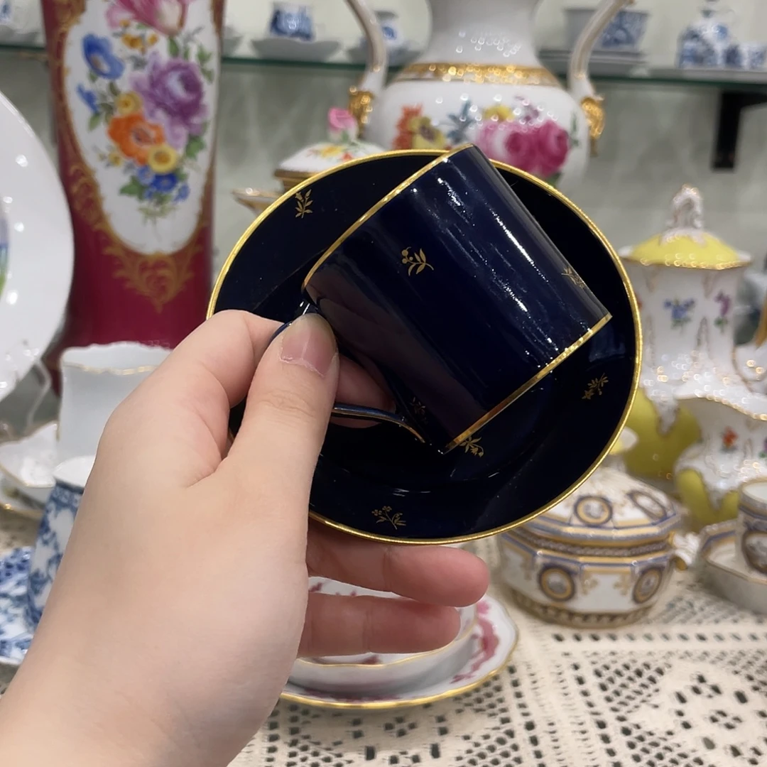 摆件中古钴蓝摩卡杯