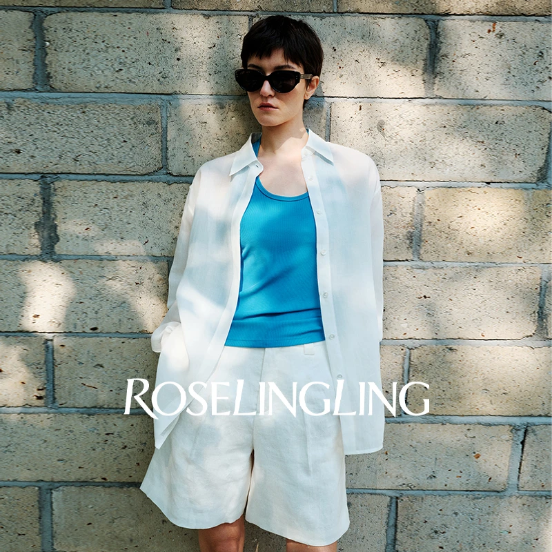 ROSELINGLING氧气源麻系列 莱赛尔苎麻衬衫/亚麻阔腿短裤套装