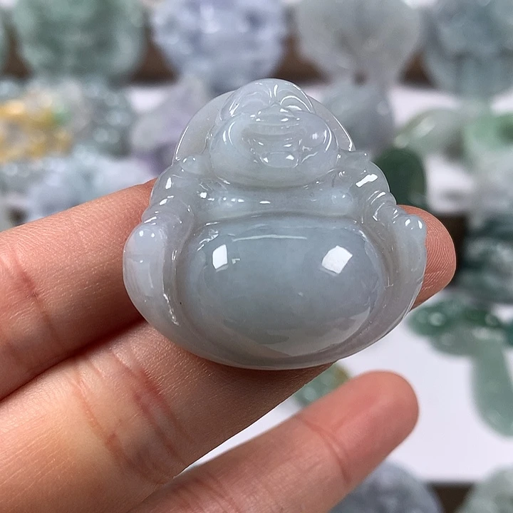 翡翠未镶嵌颈饰笑佛卡厚10+