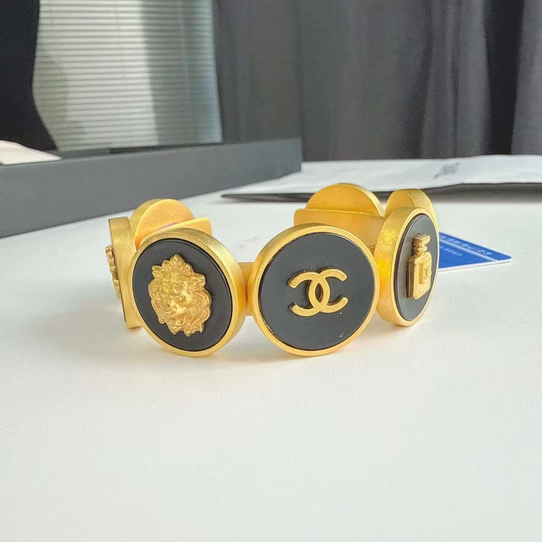 95新 Chanel/香奈儿 Chanel vintage香奈儿中古黑金手镯
