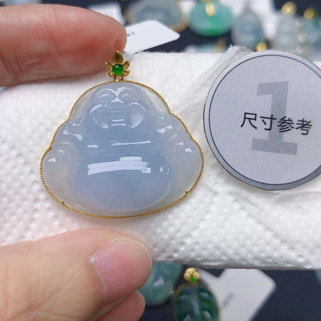 颈饰18K金镶嵌翡翠天然缅甸A货翡翠