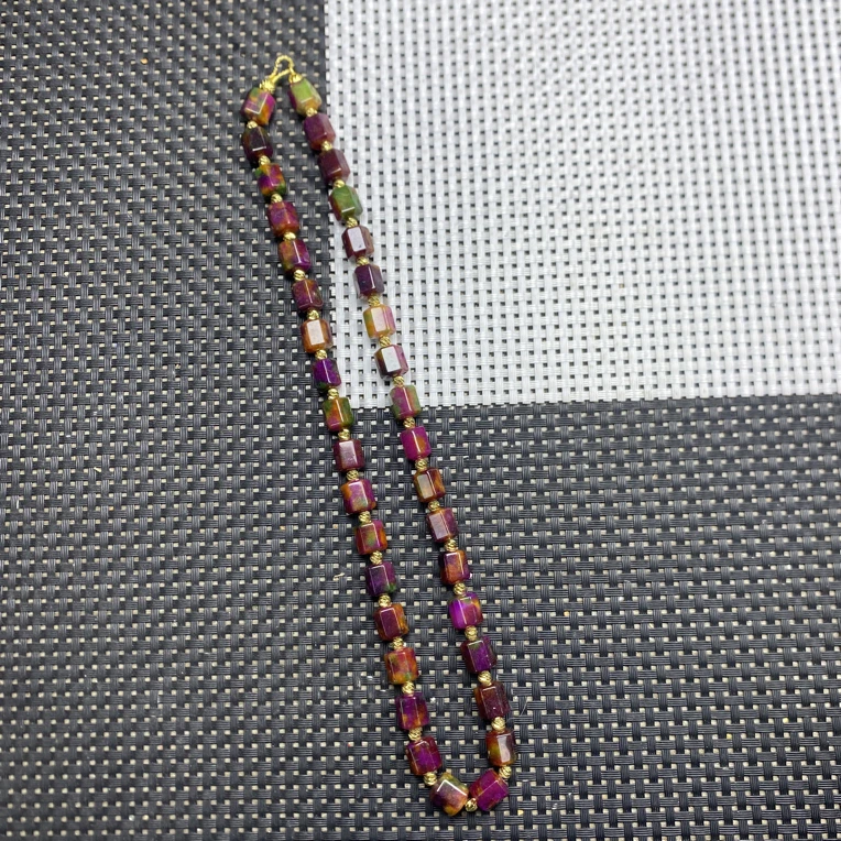 七彩花色8~9mm六角DIY项链715