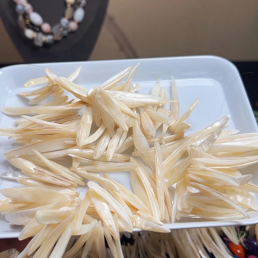 玛瑙/玉髓合金珠宝半成品J526贝壳长牙/1条