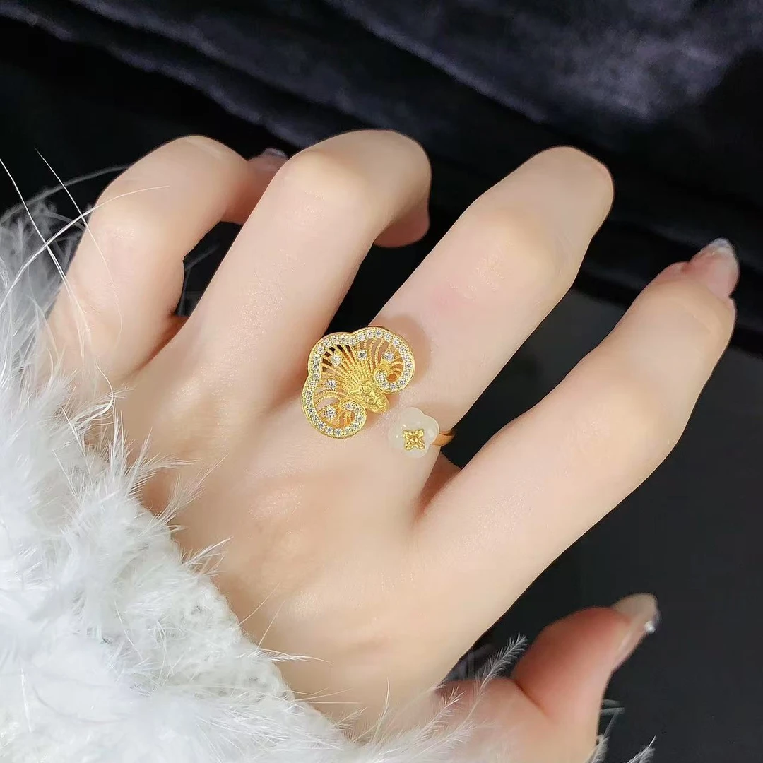 【伟新源】足金999 镶嵌花丝柿柿如意戒 附加288（点击选择圈口）