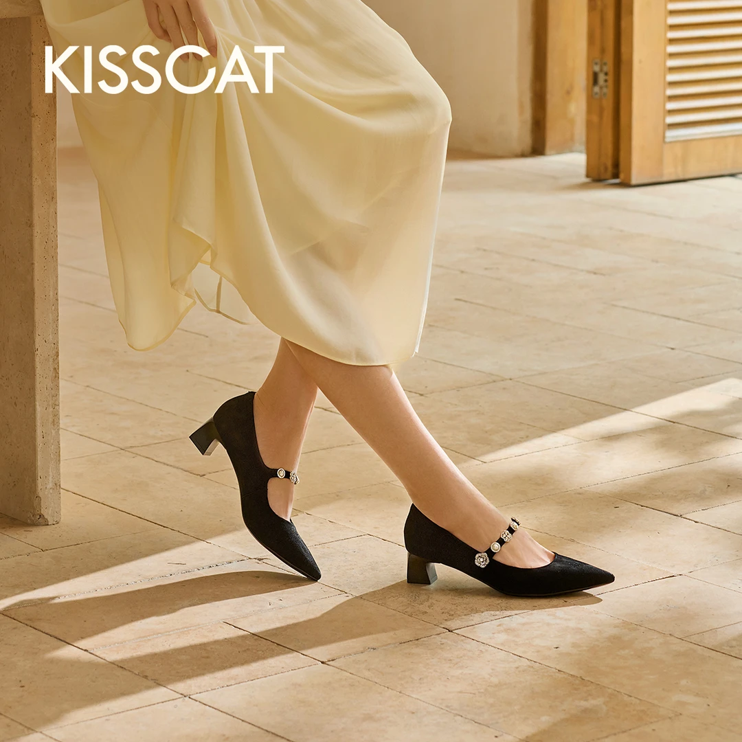 【商场同款】跳舞鞋接吻猫心动信号百搭25年气质都市鞋KA65122-13