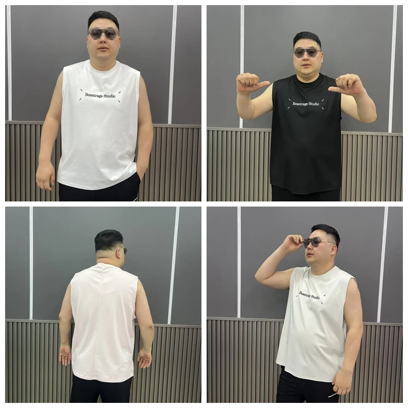 大码纯色宽松型速干夏季印花健身免烫处理上衣背心休闲男装#10022