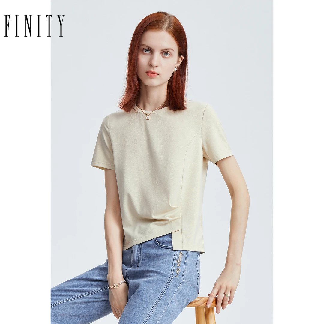 【粉丝专享】FINITY T恤新款简约气质不规则设计感上衣 F21W4C25T2