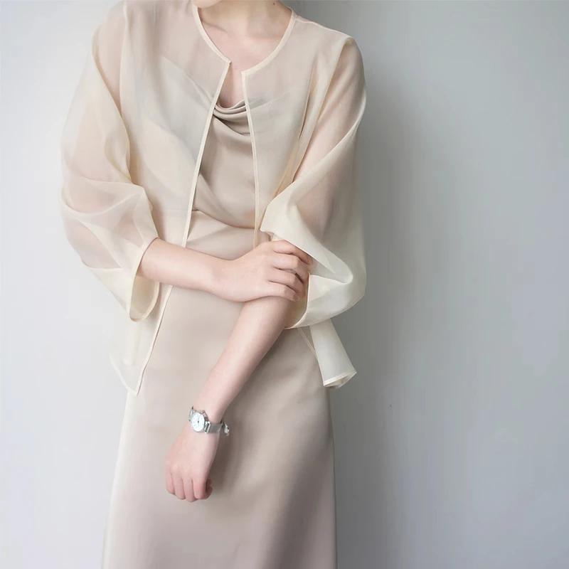 防晒开衫女薄款小披肩夏季配吊带裙子外搭罩衫欧根纱外套雪纺上衣