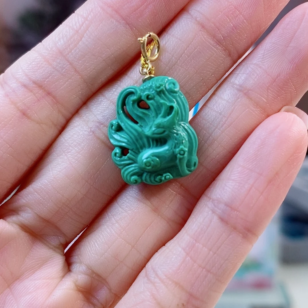 绿松石18K金镶嵌珠宝奇石