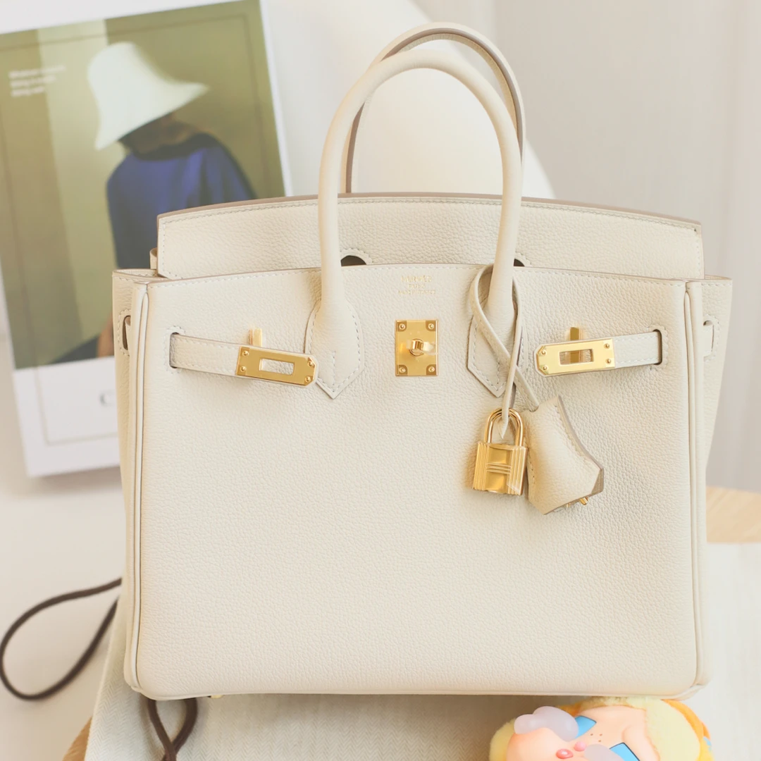 未使用 Hermes/爱马仕 Birkin25 K刻 奶昔白金扣