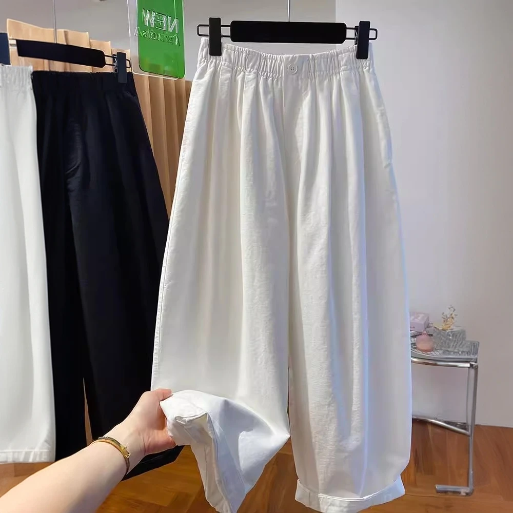 年流行的白色气球裤女春夏新款宽松休闲百搭九分灯笼裤阔腿裤