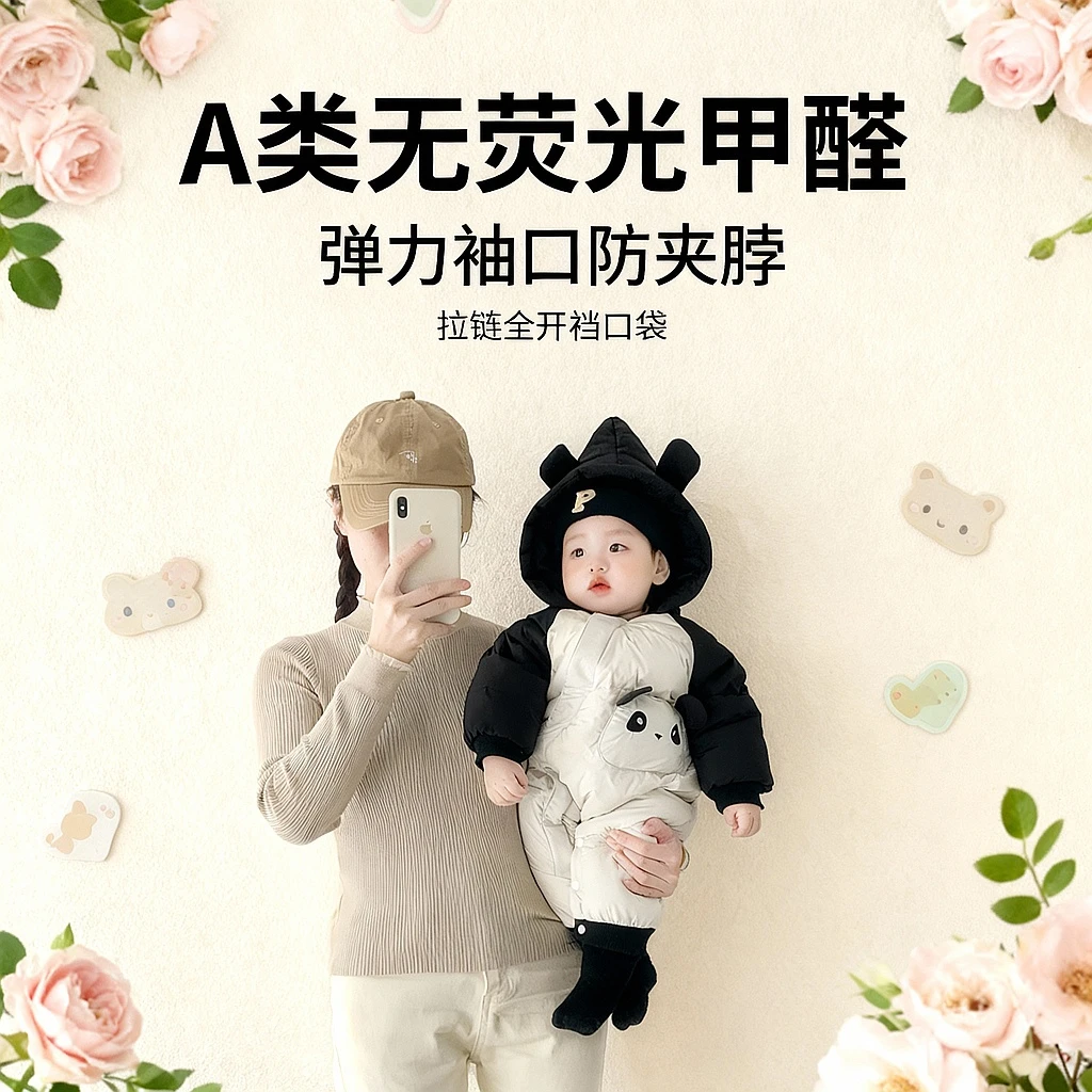 新生婴儿羽绒服连体衣冬季轻薄0-1岁外套男宝宝冬天外出衣服抱衣2