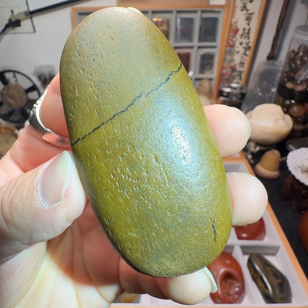 石材马料原石 木化 手把件