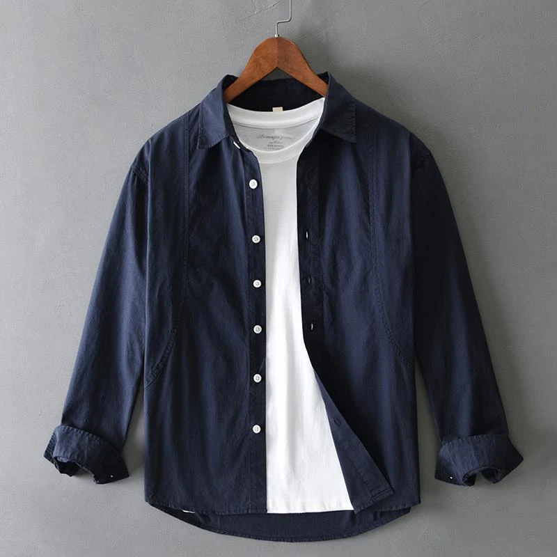 【香港立督&轻奢正品】日系复古高级感长袖衬衫男春秋宽松休闲纯