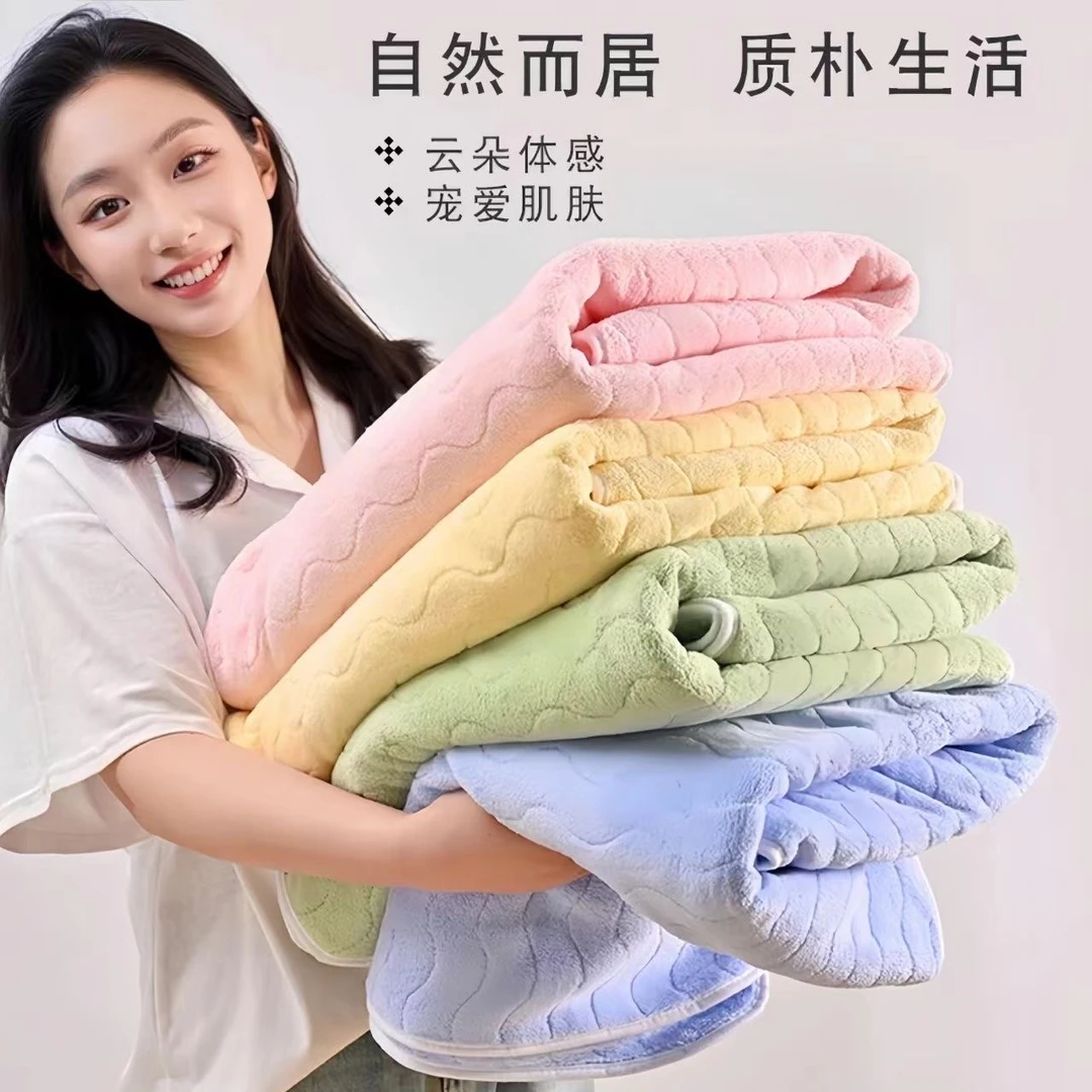 【精致包边】波浪纹浴巾洗漱包边的加厚珊瑚绒柔软加速吸水