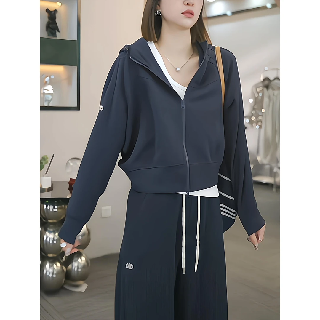 时尚欧货潮牌短款连帽卫衣外套女2025秋季新款设计感拉链长袖上衣