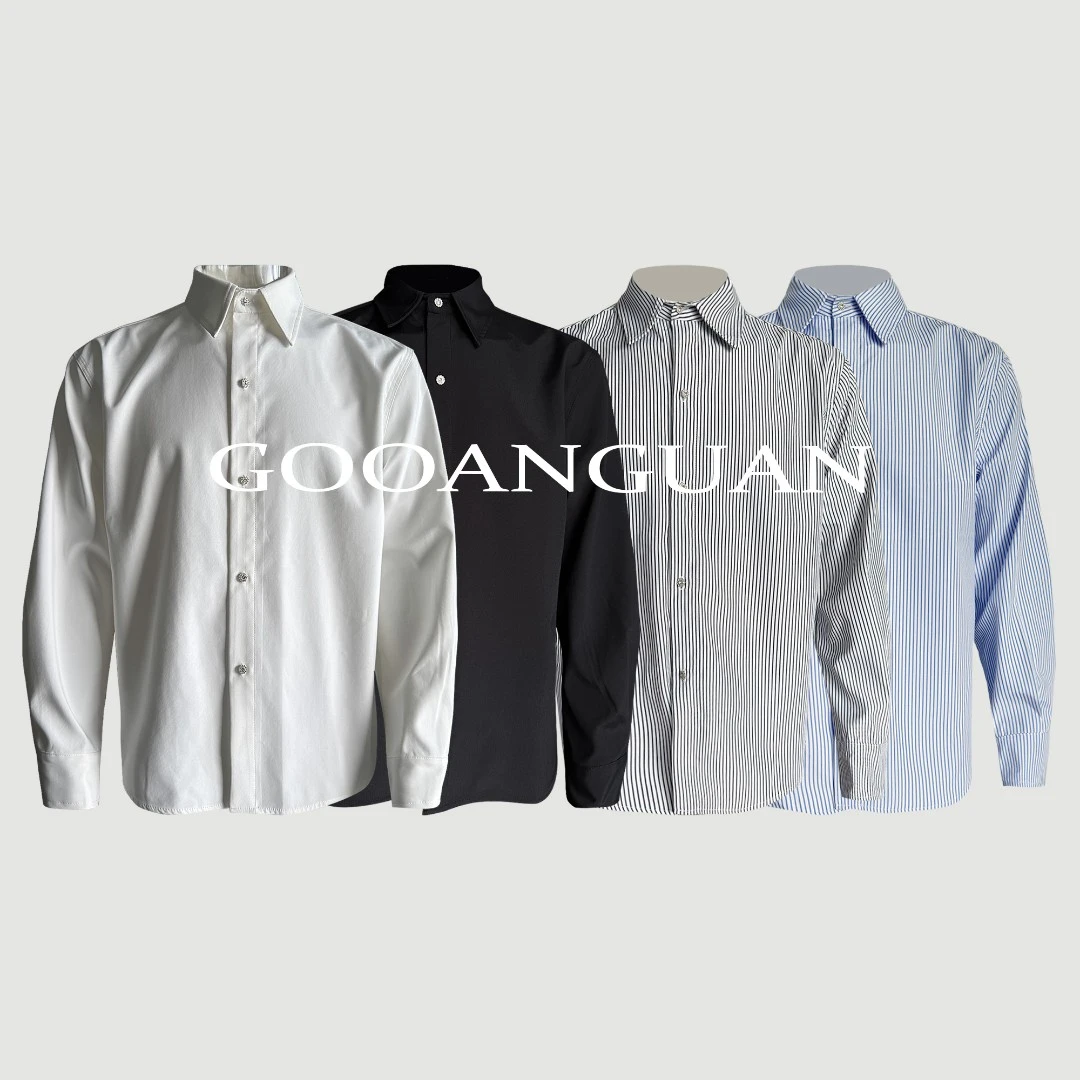 【钻扣衬衫】极简正肩白衬衫 内搭单穿通用 抗皱干净男生衬衫长袖秋