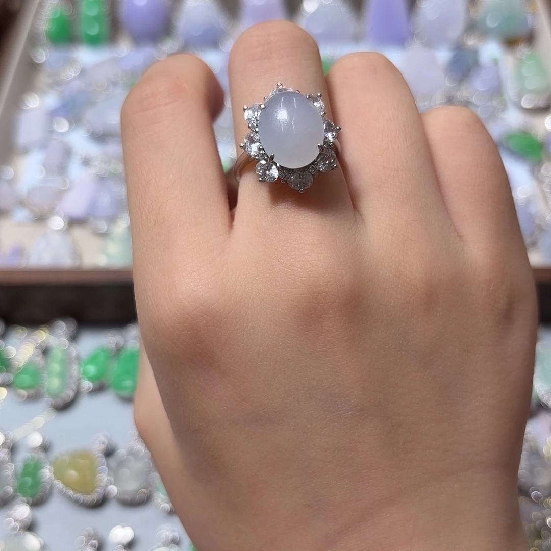 翡翠银S925镶嵌戒指