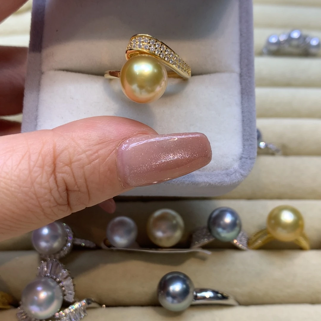 银S925镶嵌戒指海水珍珠