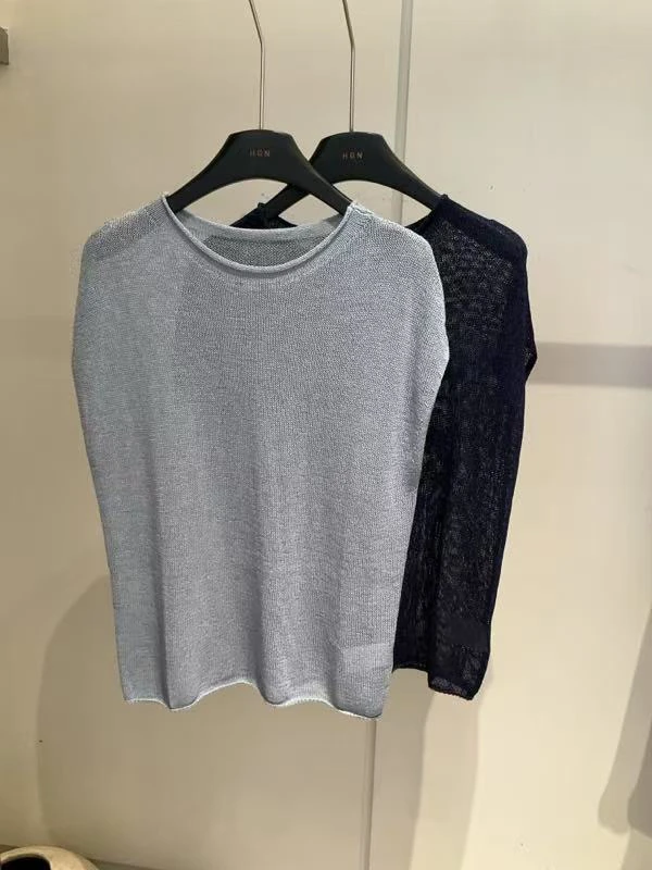 卷边针织套头T恤