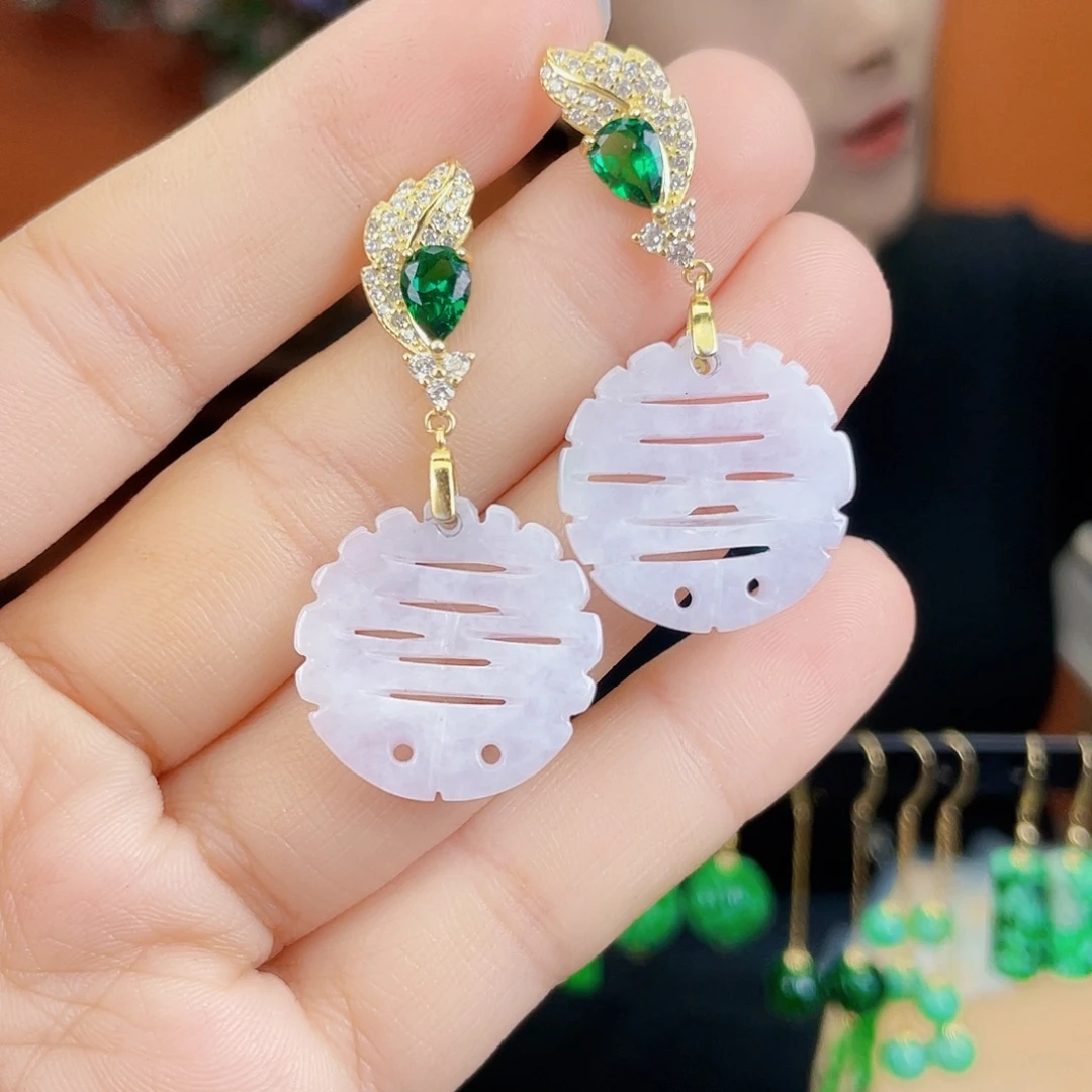 翡翠银S925镶嵌耳饰