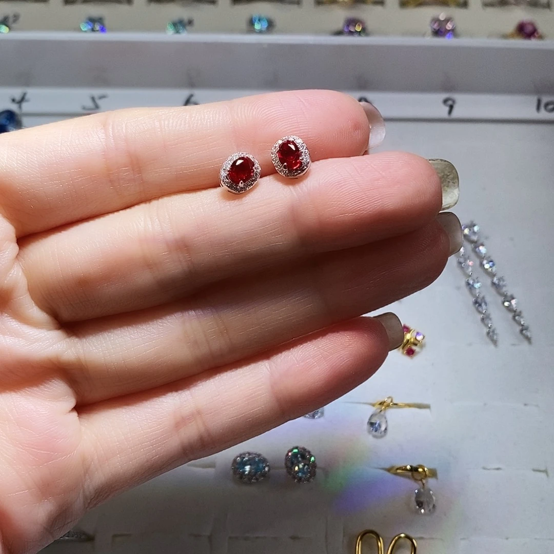 红宝石戒指银S925镶嵌