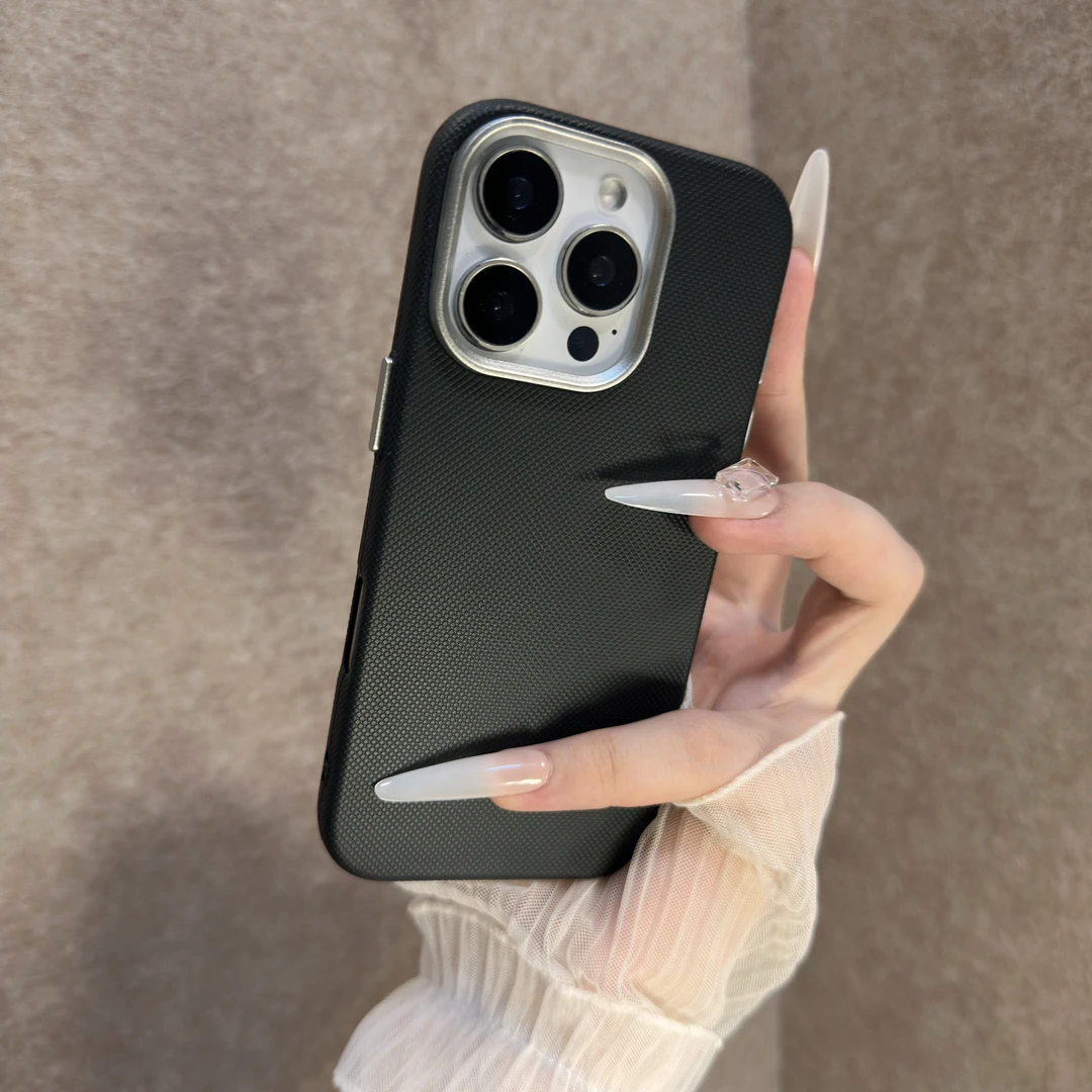 高级感纤维纹适用苹果17promax手机壳全包16小众15商务14男女款13