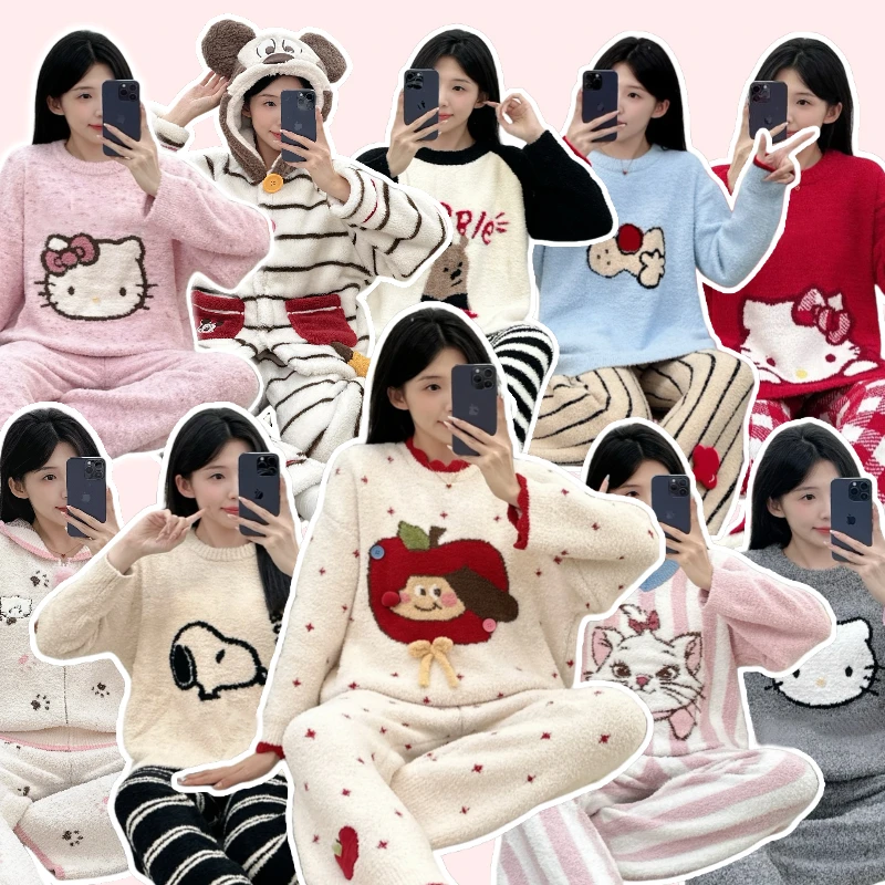 【5号链接】2025新韩系睡袍卡通宽松女家居服秋冬季加厚保暖套装