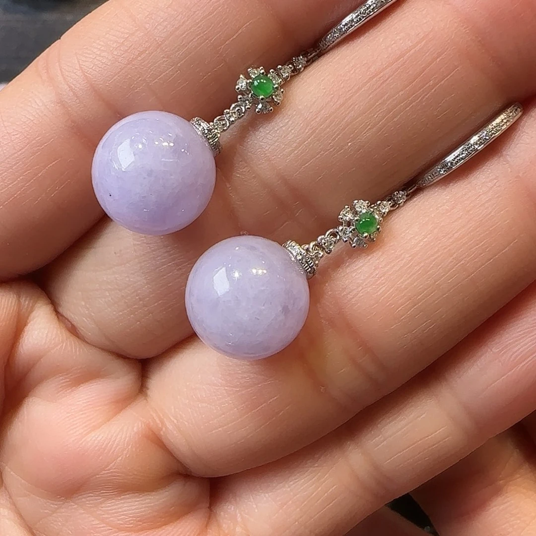 翡翠18K金镶嵌耳坠