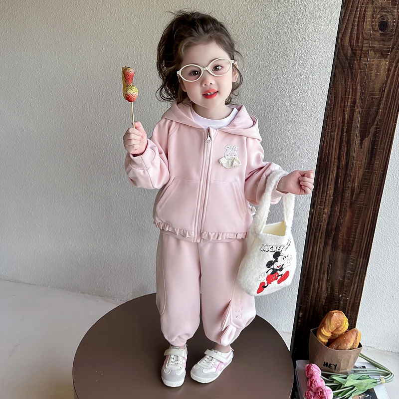 女童休闲套装儿童春秋装韩版运动网红女宝宝春季卫衣连帽两件套潮