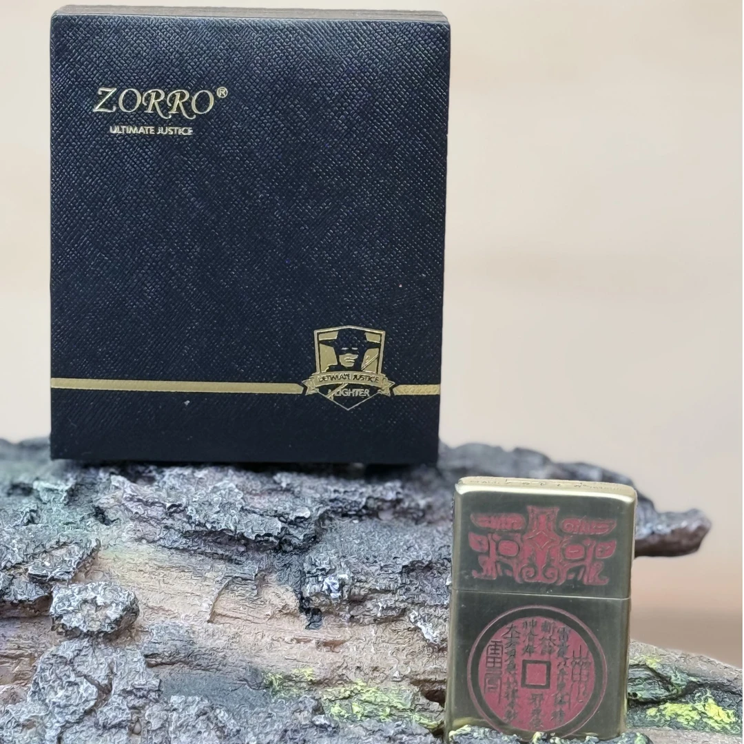 【火机华南仓】ZORRO山鬼花钱朱砂二代平头哥煤油打火机