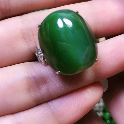 和田玉银S925镶嵌戒指