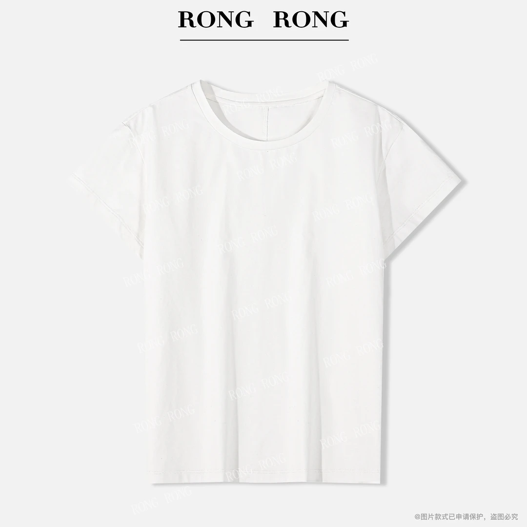溶溶【简意时光】RONRGONG 圆领棉纺亲肤修身显瘦短袖T恤T-Z8969287