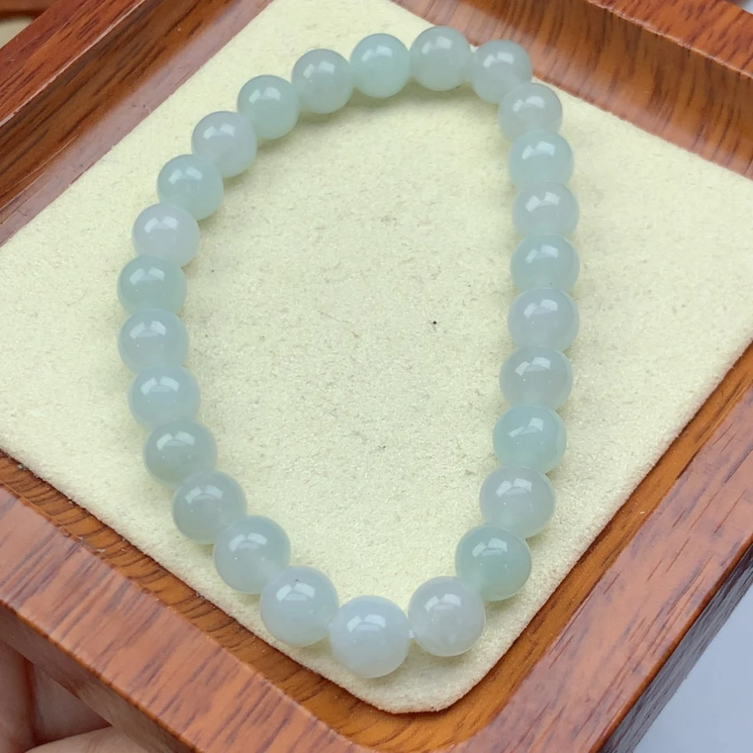 翡翠未镶嵌项链卡7圆珠