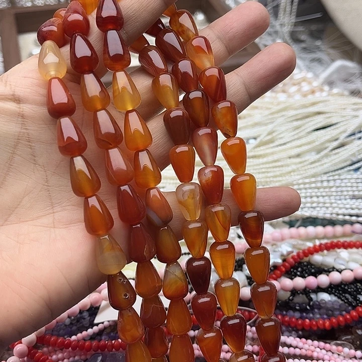 玛瑙/玉髓未镶嵌珠宝半成品一条10/14mm左右玛瑙水滴