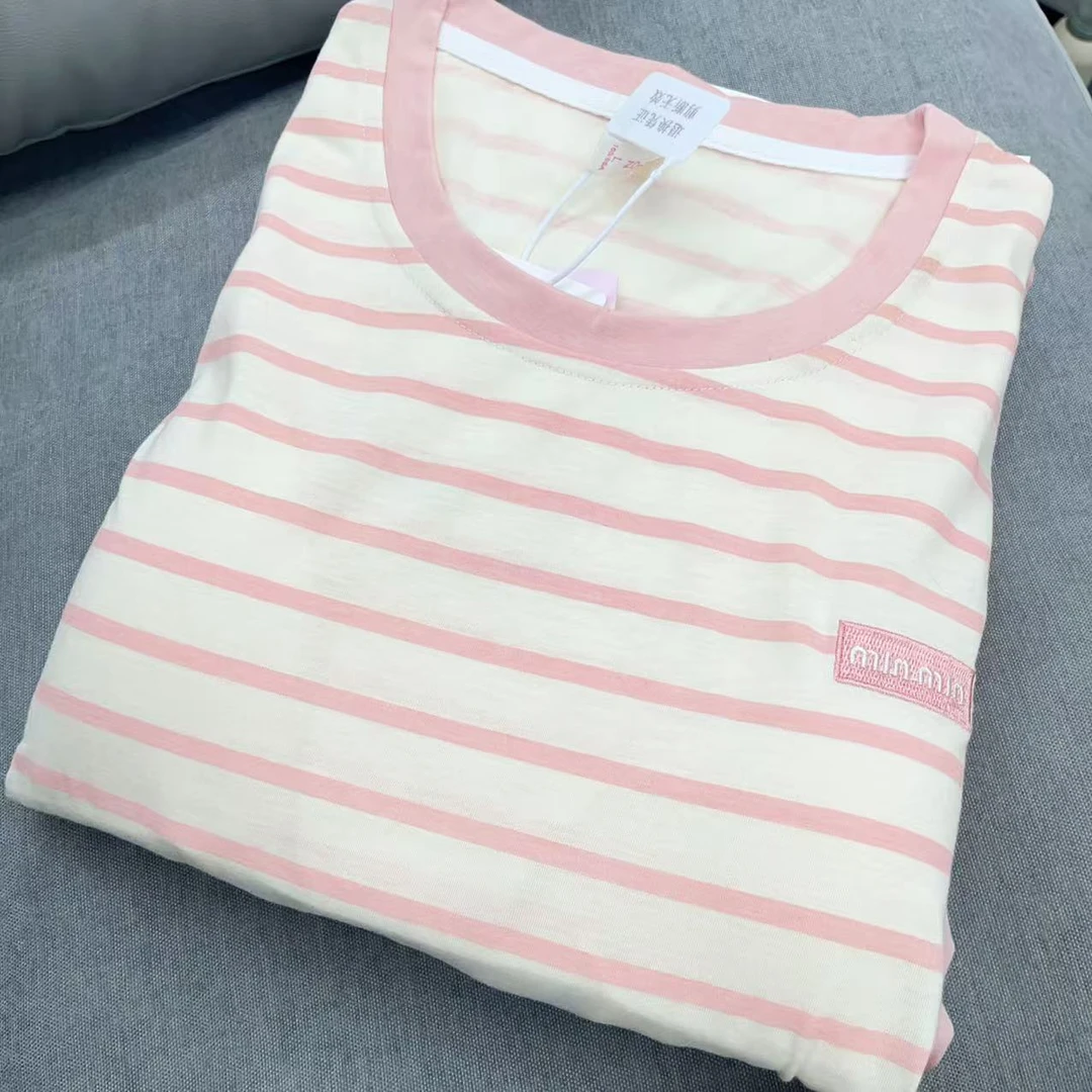 【R549】夏款套头条MiN系短袖短裤+长裤三件套+胸垫【套头款】