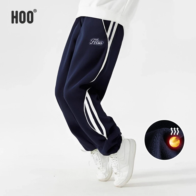 HOO双面摇粒绒男童运动裤冬季长裤束脚裤潮流青少年加绒裤子