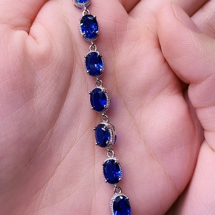 蓝宝石银S925镶嵌手链