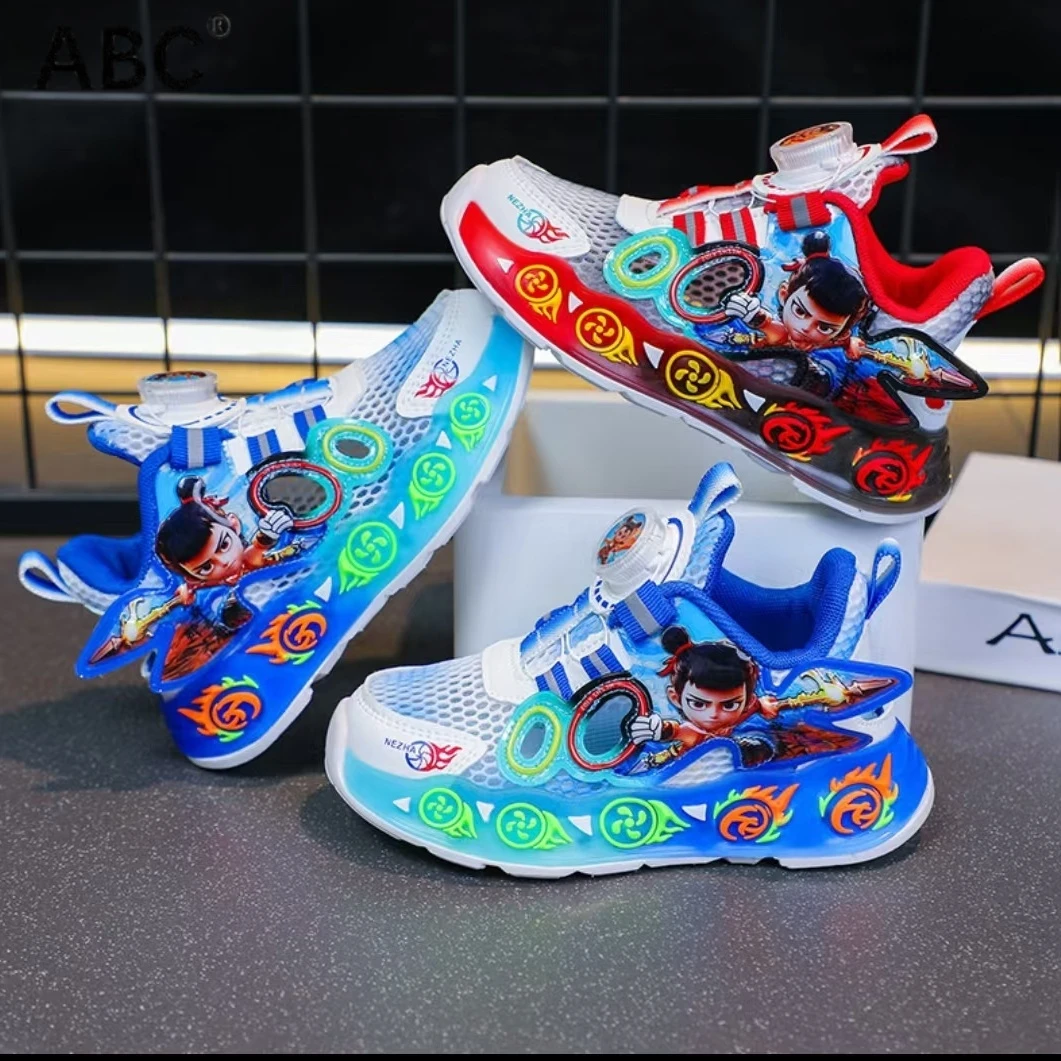 ABC哪吒儿童运动鞋2025夏季新款透气网面框子鞋男女童鞋轻便软底