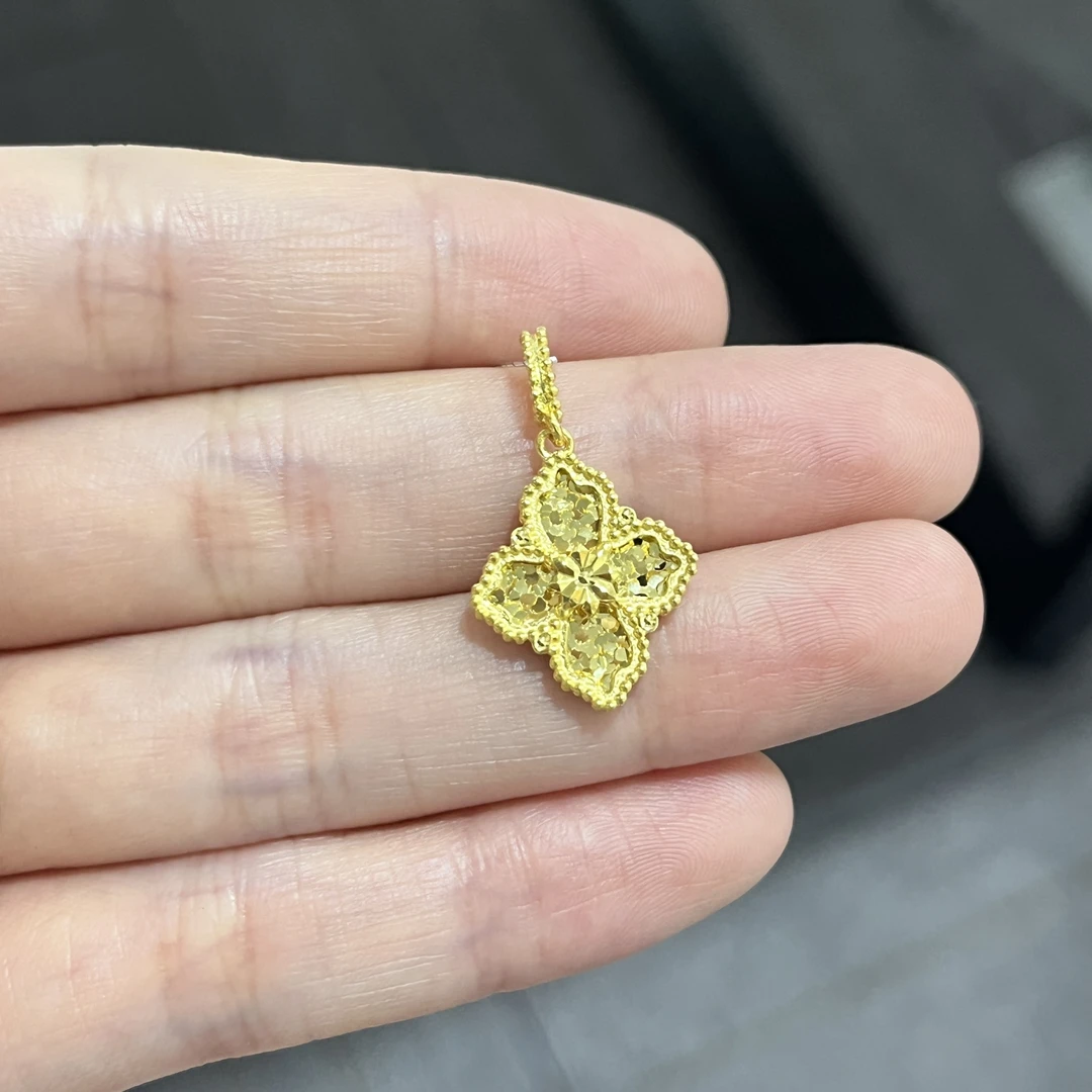 珠边碎碎冰布家吊坠足金999