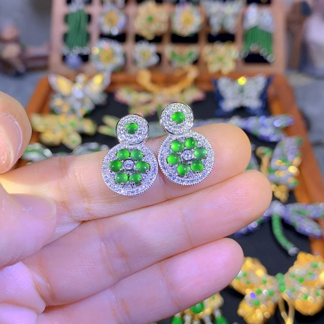 吊坠(不含链)银S925镶嵌翡翠