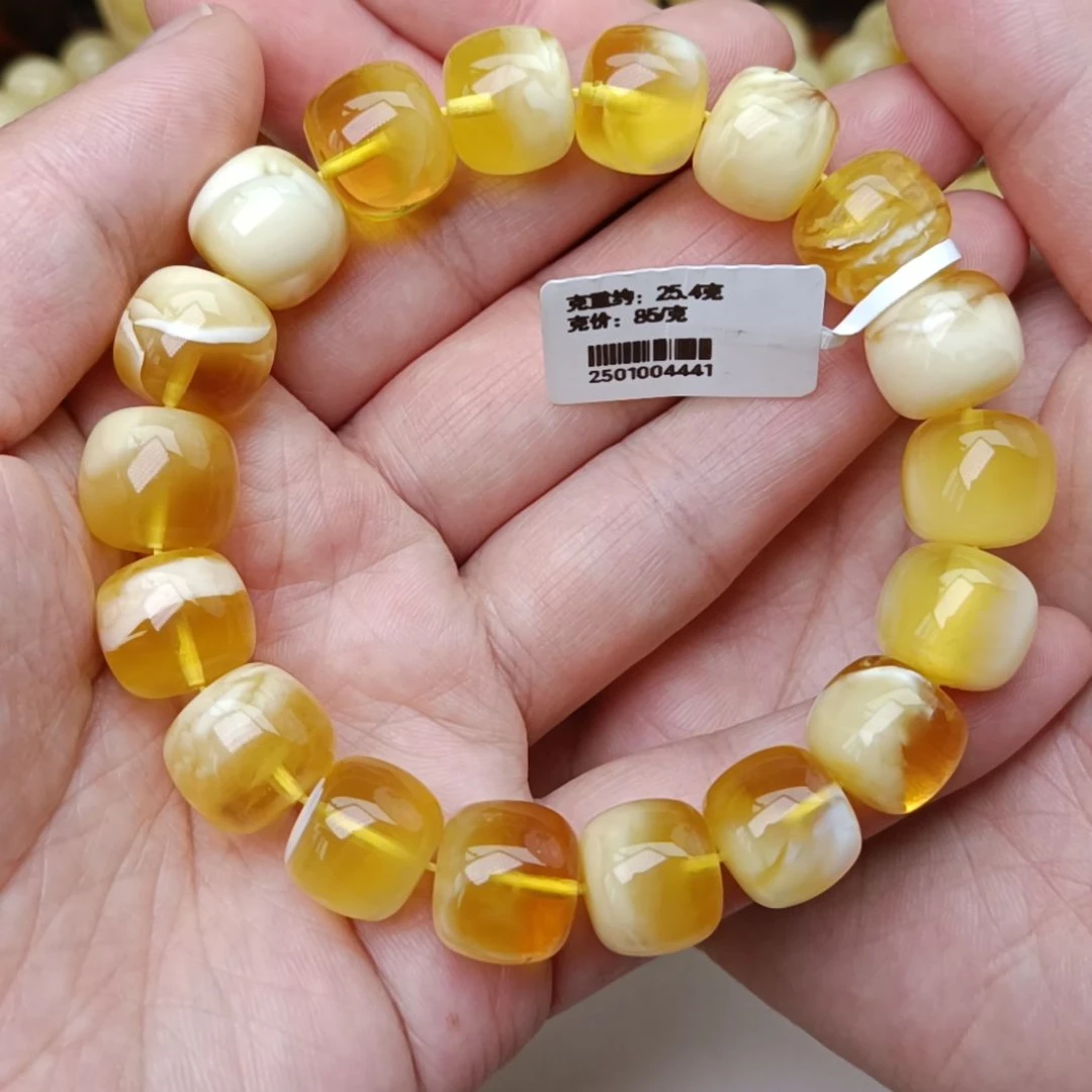 未镶嵌蜜蜡手链13精工老型金白溶洞妖花18手围