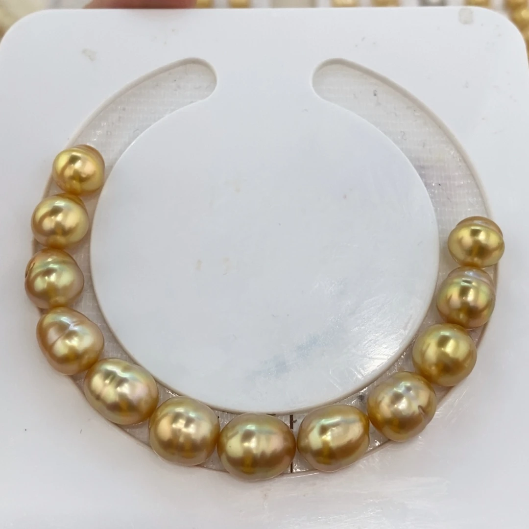 海水珍珠裸珠9-10浓金手链